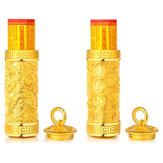999 Pure Gold Samantabhadra Guardian Pendant - Dragon & Snake Zodiac Birth Buddha